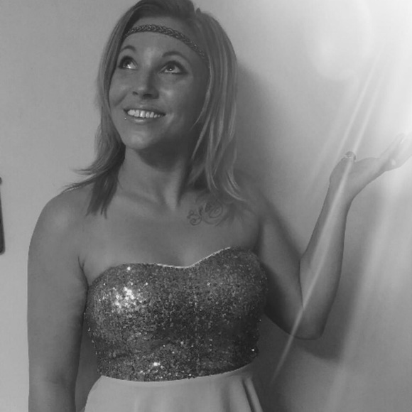 Do & Be  Bronze Sequin tube top with chiffon bottom two tone - Picture 3 of 6